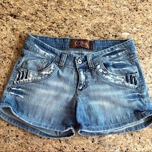 C Pink Denim Shorts 9‎